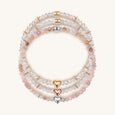 Love Generator - Triple Heart Moonstone Pink Opal Pearl Bracelet Stack