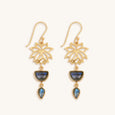 Subtle Movement - Gold Lotus Labradorite Earrings