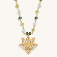 Genuine Enlightenment - Lotus Peridot Aquamarine Apatite Necklace