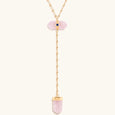 Open Hearted - Gold Rose Quartz Evil Eye Double Pointer Necklace