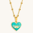 Sincere Love - Evil Eye Diamond Heart Charm Necklace