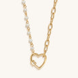 Luminous Love - Pearl Diamond Heart Charm Necklace