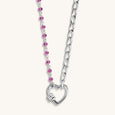 Compassionate Wisdom - Amethyst Diamond Heart Charm Necklace