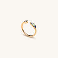 Forever Safeguard - Gold Diamond Navy Esmalte Evil Eye Ring