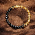 Karma and Luck  Bracelet  -  Steady Illumination - Citrine Matte Onyx Evil Eye Bracelet