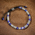 Karma and Luck  Bracelet  -  Spiritual Mindset - Silver Heishi Lapis Lazuli Mantra Bracelet