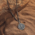 Karma and Luck  Necklace  -  Personal Strength - Silver Gunmetal Lion Medallion Necklace