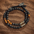 Karma and Luck  Bracelet  -  Balance & Courage - Lava Tiger's Eye Wrap Bracelet