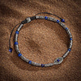 Karma and Luck  Bracelets - Mens  -  Sterling Heishi Evil Eye with Lapis Drawstring Bracelet