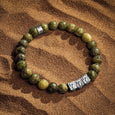 Karma and Luck  Bracelets - Mens  -  Unmatched Aura- Olive Jade Triple Bracelet