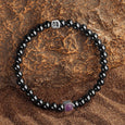 Karma and Luck  Bracelets - Mens  -  Intuitive Power – February Birthstone Amethyst Onyx Bracelet