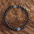 Karma and Luck  Bracelets - Mens  -  Healing Oceans – March Birthstone Aquamarine Onyx Bracelet