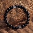 Karma and Luck  Bracelets - Mens  -  Powerful Vibrations- Onyx Metal Bracelet