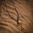 Karma and Luck  Necklaces - Mens  -  <Kalimantan aloes Agarwood> Coin Pendant with Jade & Onyx on Cord