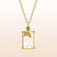 Steadfast Peace - Jade Diamond White Enamel Buddha Pendant Necklace