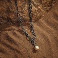 Karma and Luck  Necklaces - Mens  -  "- SS/BLACK 19 INCH NECKLACE